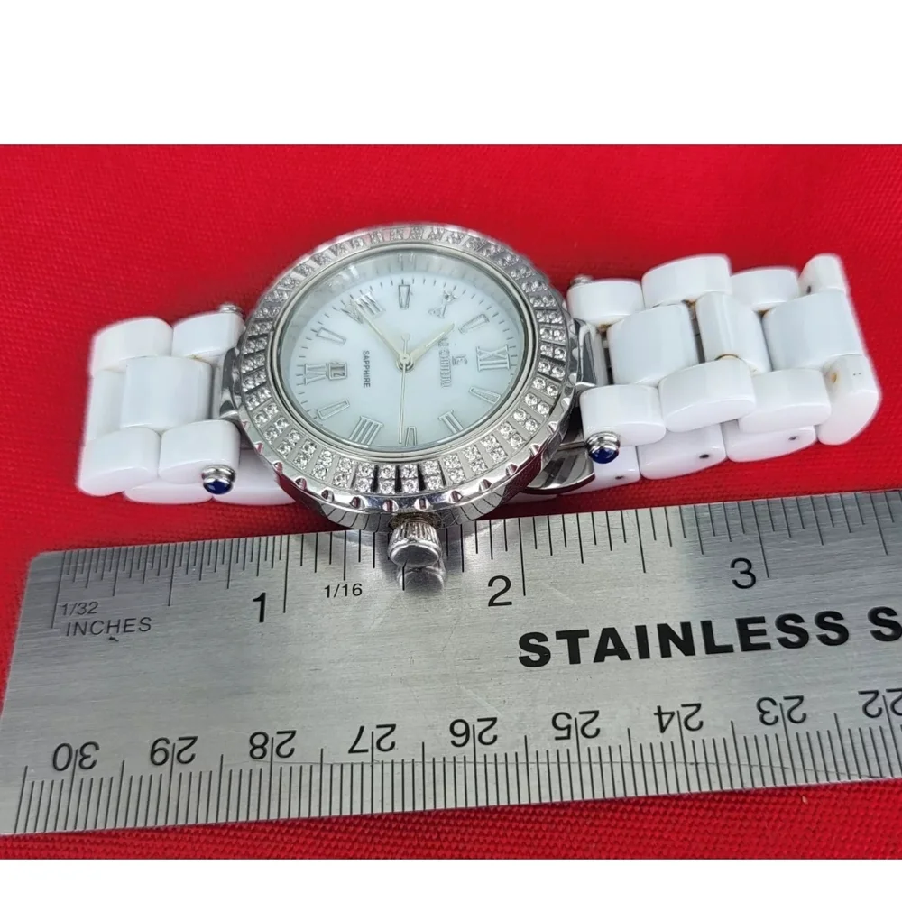 Le Chateau White and Silver Watch with Crystal Accents - Picture 6 of 10